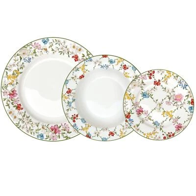 Tellerset 18tlg.GARDEN DREAMS weiß mit bunten Blumen Porzellan Easy Life - Bild 1 von 4