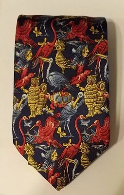 BEAUTIFUL ALAIN FIGARET PARIS FRANCE 100% SILK HAND MADE MEN TIE HORSES  2 OF 2  - Image 1 of 4