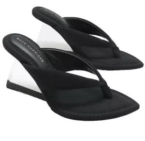 Sandali donna Good American zeppa neri tanga tacco trasparente GA077N taglia 7 - Foto 1 di 11