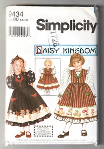 Simplicity 9434 Girl Daisy Kingdom Dress-Doll Dress 5-6-7-8 Sewing Pattern UNCUT - Picture 1 of 2