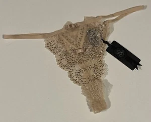Tanga Victoria'sSecret DesignerCollection Cristales Swarovski Mediana Beige/Dorada NUEVA - Imagen 1 de 5