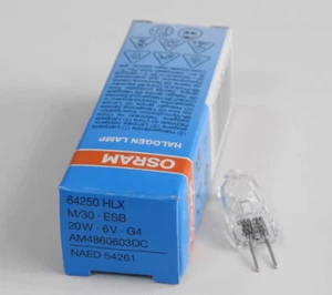 OSRAM HLX 64250 Halogen Glühbirne 6V 20W G4 NAED 54261 Mikroskop Birne M30 ESB - Bild 1 von 7