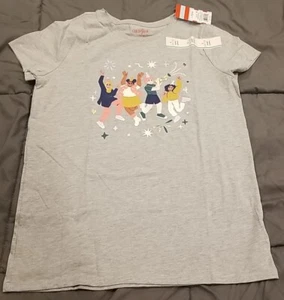 Cat & Jack Shirt Girls Large (10-12) Grey Holidays Celebration Short Sleeve - Picture 1 of 8