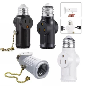Light Socket To Plug Adapter E26/E27 2/3 Prong Light Bulb Outlet Socket Convert - Picture 1 of 15