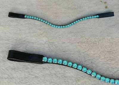 Cinta para cejas azul cielo con cristal Bling caballo para espectáculo y brida de doma. Foto 1 de 4