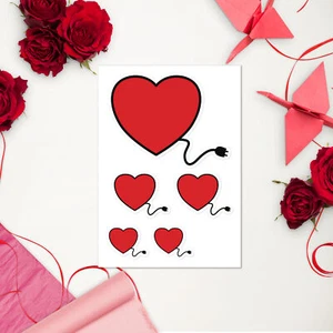 Electric Hearts - 3 Sizes - 5 Stickers Per Sheet - Picture 1 of 2