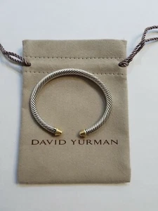 BRAZALETE DAVID YURMAN CABLE CLÁSICO PLATA ESTERLINA CON ORO DE 14 QUILATES - Imagen 1 de 6