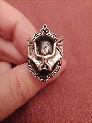 Anillo de murciélago gótico, vampiro, antiguo color plateado, tamaño ajustable Foto 1 de 4