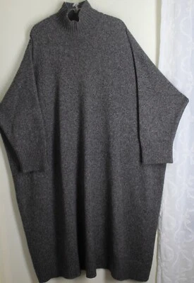 AMAZING! Eskandar O/S Plush Heavy 100% Cashmere GRAY TWEED T-Neck Sweater Dress - Image 1 of 4