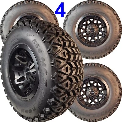 4) 25x10.00-12 350 Mag 6pr 轮圈组件适用于久保田 RTV 5 Lug 5/4.5 铝 — 第 1/4 张图片