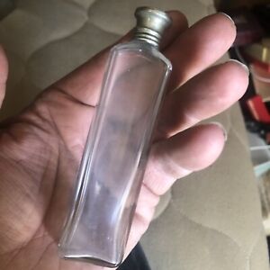 Antique Vintage Cut Glass Perfume Bottle with Silver Cap, excellent condition