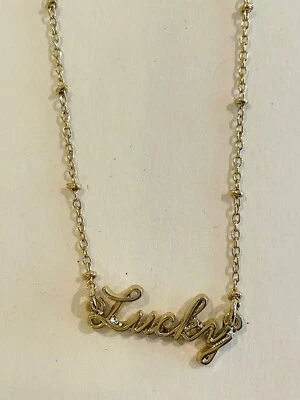 J Crew Lucky Necklace Gold Tone Chain Link Charm - Image 1 of 4