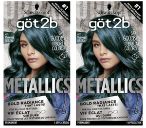 Schwarzkopf Got2b Metallics Permanent Hair Color M77 Mermaid Green - Pack of 2 - Picture 1 of 1