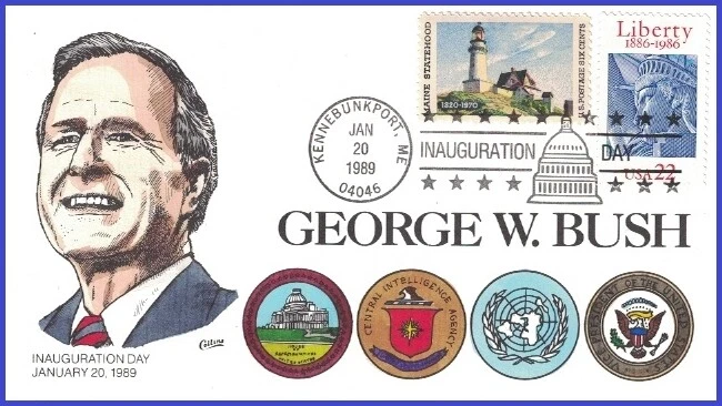 USA1 #IN33 U/A COLLINS HAND PAINTED FDC   Inauguration Bush 1989 - Image 1 of 1