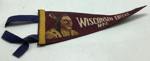 Vintage 1960's Wisconsin Dells Souvenir Felt Pennant - 12" Rare Chief Indian - Picture 1 of 13