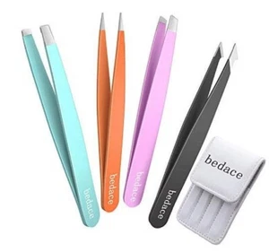 Premium Pinzetten Set 4-teilig Profi Edelstahl Augenbrauen Haar Beauty + Etui - Bild 1 von 3