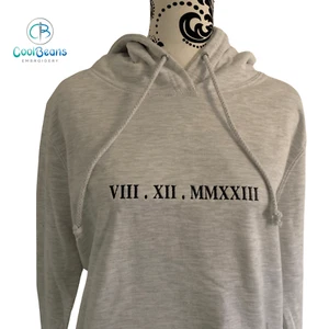 Roman Numerals Special Date Embroidered Personalised Hoodie - Picture 1 of 6