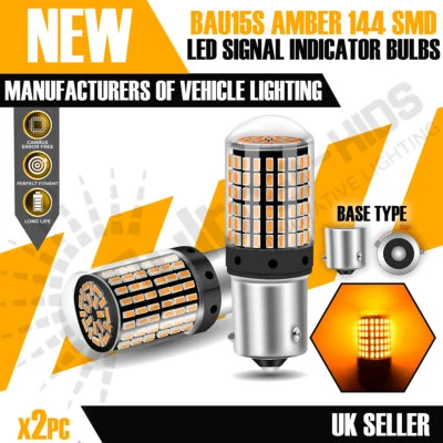 2X BAU15S 144SMD Amber LED Canbus Turn Signal Indicator Light Bulbs 12V UK STOCK - Image 1 of 4
