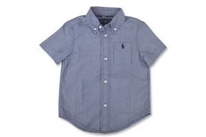 Polo Ralph Lauren Boys Chambr Blue Short Sleeve Button Down Shirt Sz 3/3T 9457-4 - Picture 1 of 1