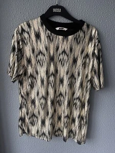 Tu Size 12 Golden And Black Top Shirt T-shirt Blouse Short Sleeve - Picture 1 of 4