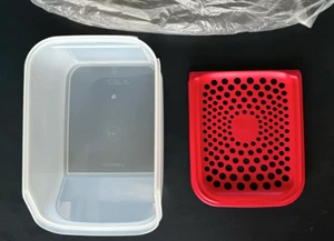 Tupperware Modular Mates Cebolla y Ajo Inteligente Transparente con Cubierta de Sello Rojo Nuevo - Imagen 1 de 4