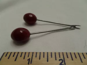 Vintage Holzspitze Oliven Käse Leckerbissen Gabel Speer Pick gemischtes Set gebraucht - Bild 1 von 3