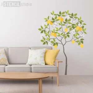 Paquete de plantillas redondo de árbol con limones - decora paredes y crea mural de pared único - Imagen 1 de 5