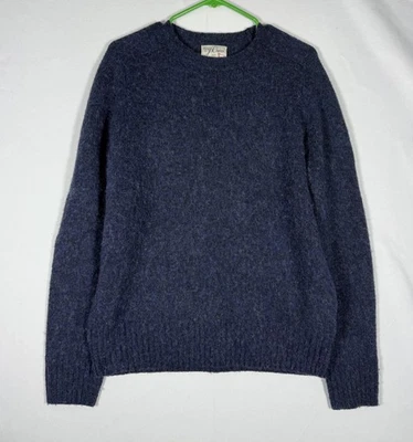 J. Crew Brushed Wool Crewneck Sweater Mens Medium Blue Hand Knit Pullover EUC - Image 1 of 4