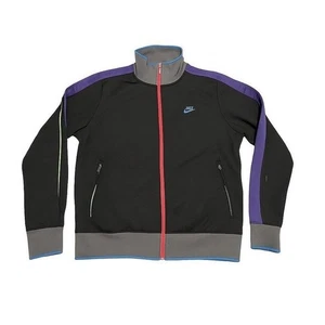 Nike Sportswear Chaqueta de Pista Para Hombre Mediana - Negra Borde Multicolor Cremallera Completa ¡Rara! - Imagen 1 de 7