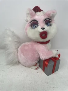 Vintage Weihnachten rosa freche Katze singender Weihnachtsmann Baby Plüsch elektronisch Animatronic - Bild 1 von 10
