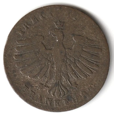 1855 Germany Frankfurt Kreuzer Silver Small Low Mintage Free Shipping - Image 1 of 2