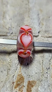 Trollbeads Unikat rosa und rote Herzen auf klarem Sockelglas - Bild 1 von 5