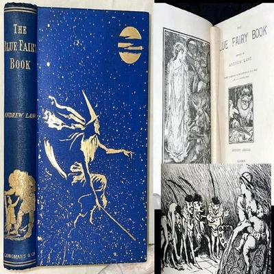 1895 BLUE FAIRY BOOK ANDREW LANG ORIGINAL CLOTH FANTASY FAIRY TALE GRIMM ARABIAN - Image 1 of 4