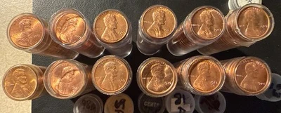 Lot Of 12 UNC Rolls Lincoln Memorial Cents Pennies 1960 - 2000 See Description - Image 1 of 2