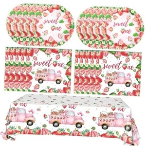 41 PCS Strawberry Birthday Decoration Summer Fruit Party Supplies Including - Picture 1 of 8