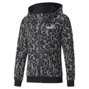 PUMA Alpha Leopard Print Full Zip Hoodie Youth Girls Size 5  Casual Athletic Out - Picture 1 of 2
