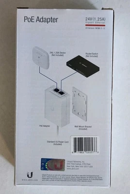 Ubiquiti PoE Adapter POE-24-30W-G-WH 24v 1.25a Giga Poe White Pwr - Image 1 of 4