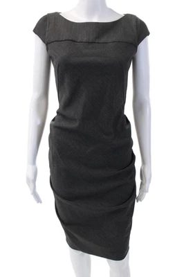 Cynthia Steffe Womens Back Zip Short Sleeve Scoop Neck Sheath Dress Gray Size 0 - Image 1 of 4