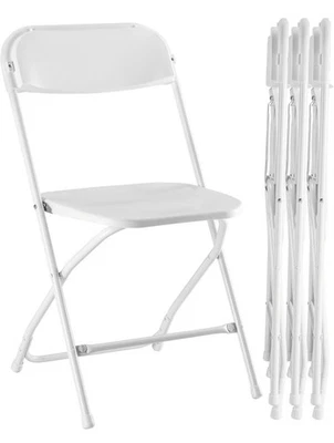 VINGLI 4 Pack White Plastic Folding Chair, Indoor Outdoor Stackable Seat - Image 1 of 4