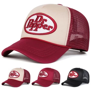Dr Pepper Unisex Stickerei Baseball Cap Truckermütze rot und schwarz Farben - Bild 1 von 10