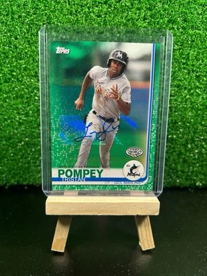 2019 Topps Pro Debut - Tristan Pompey #174 Green /99 Rookie Auto - Miami Marlins - Image 1 of 2