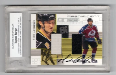 2000 ULTIMATE MEM MAGNIFICENT DUAL JERSEY AUTO MARIO LEMIEUX / BOURQUE 2/6 - Image 1 of 2