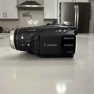 Canon VIXIA HV30 A MiniDV HDV HD Camcorder Works w/ Vivitar Wide Angle Lens - Image 1 of 4