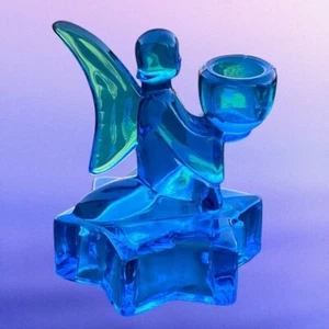 LE Smith Kerzenständer Blauer Engel Vintage Glas - Bild 1 von 6