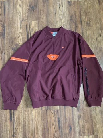 Nike Team Virginia Tech Hokies Mens Large Pullover 1/4 Zip Wondbreaker Jacket Cover