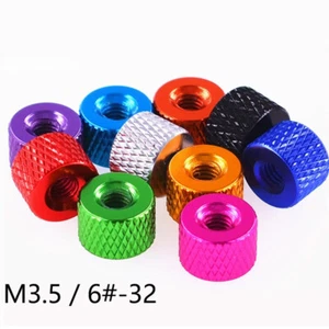 M3.5 / 6#-32 Round Type Knurled Thumb Nuts Aluminium Alloy Hand Grip Knobs Nut - Picture 1 of 10