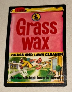 Wacky Packages Grass Wax Lawn Cleaner Topps Vintage 1973 Used Parody Sticker - Picture 1 of 2