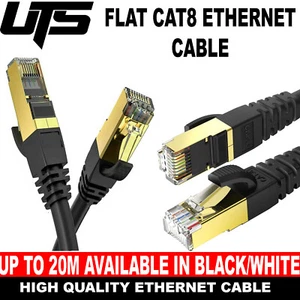 Lote de cable Ethernet LAN ultra alta velocidad RJ45 blindado CAT8 2000 MHz 40 Gbps plano - Imagen 1 de 20