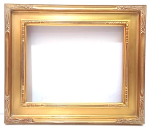 8 X 10 ART NOUVEAU CLOSED CORNER FLAT PANEL GOLD LEAF 2" WIDE STD PICTURE FRAME - Picture 1 of 9