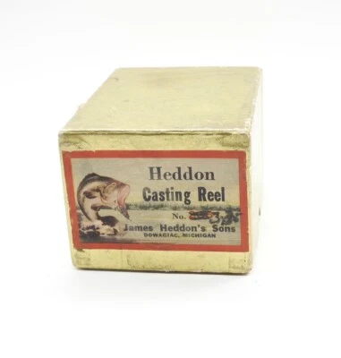 Caja de pesca vintage de carrete de fundición Heddon. Foto 1 de 4